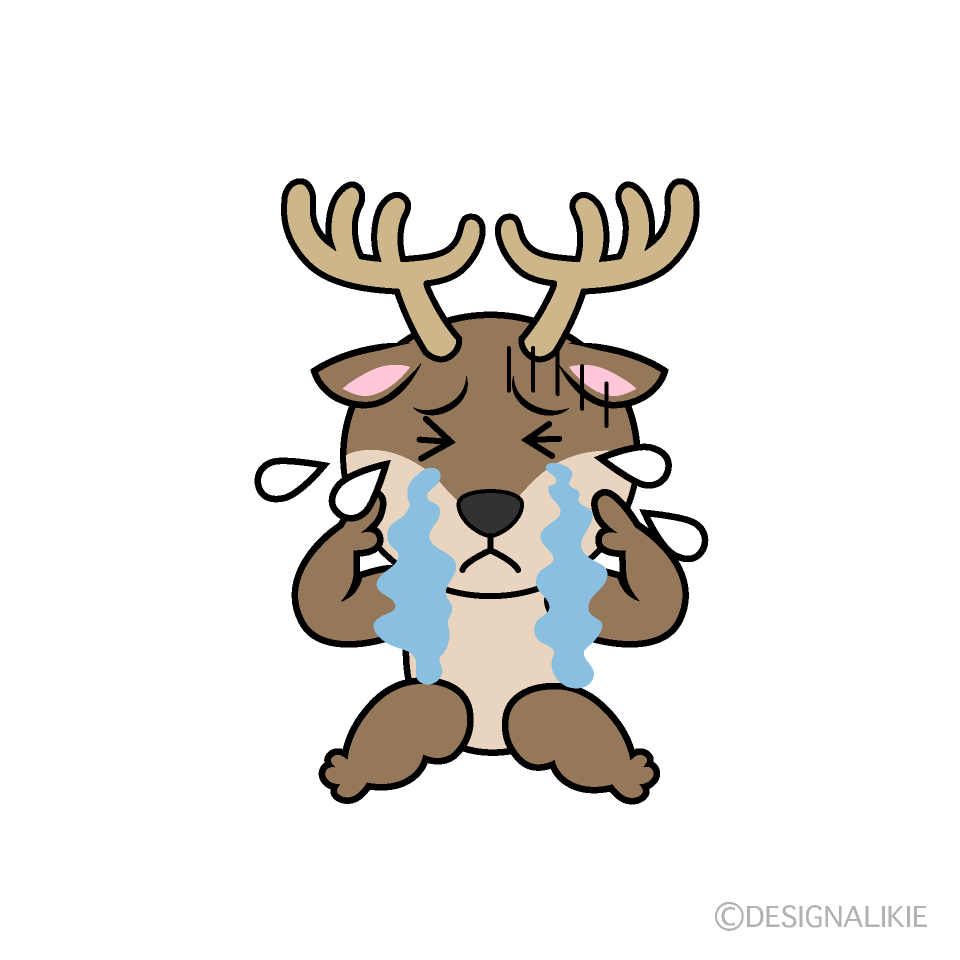 かわいい泣くトナカイイラスト