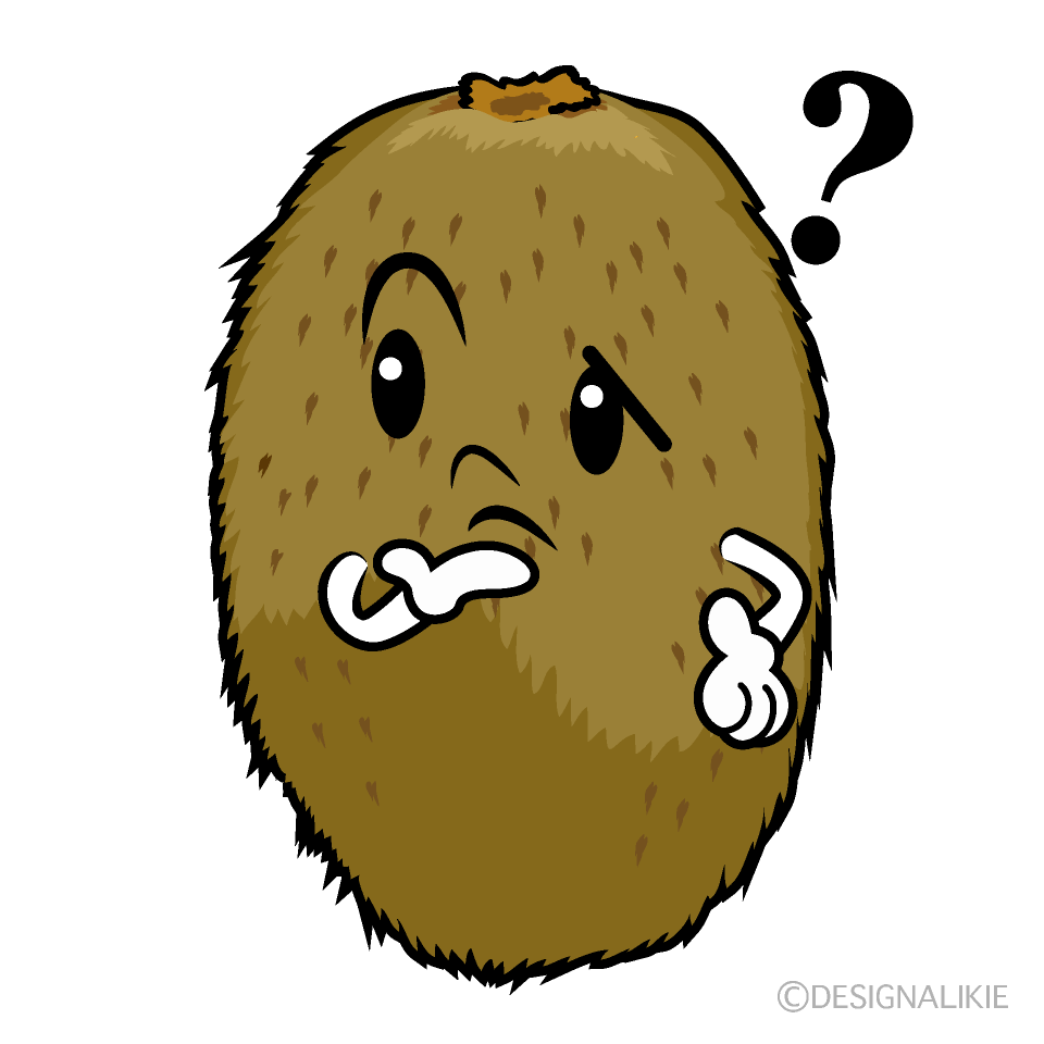 かわいい考えるキウイイラスト