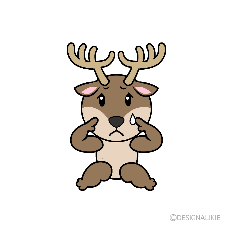 かわいい悲しいトナカイイラスト