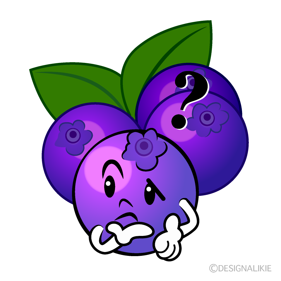 かわいい考えるブルーベリーイラスト