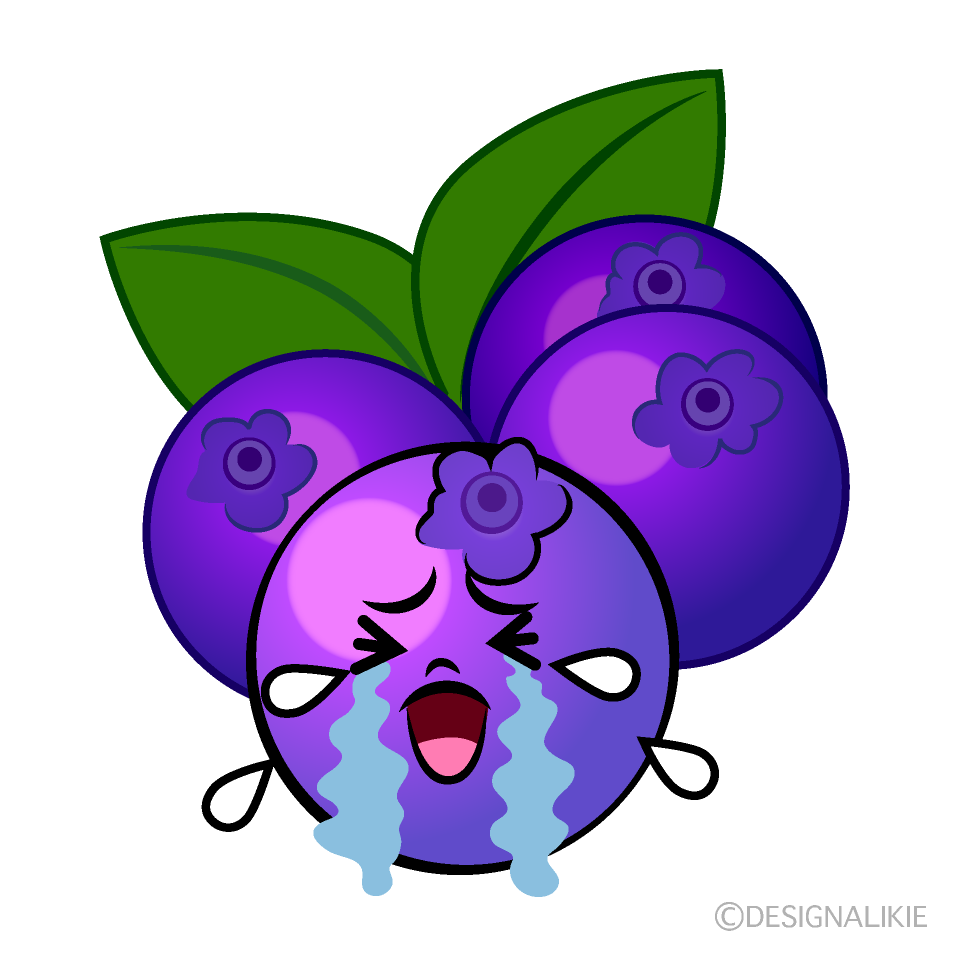 かわいい泣くブルーベリーイラスト