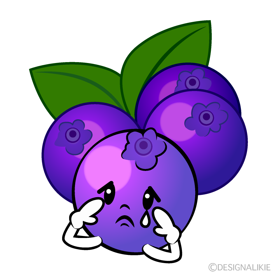 かわいい悲しいブルーベリーイラスト