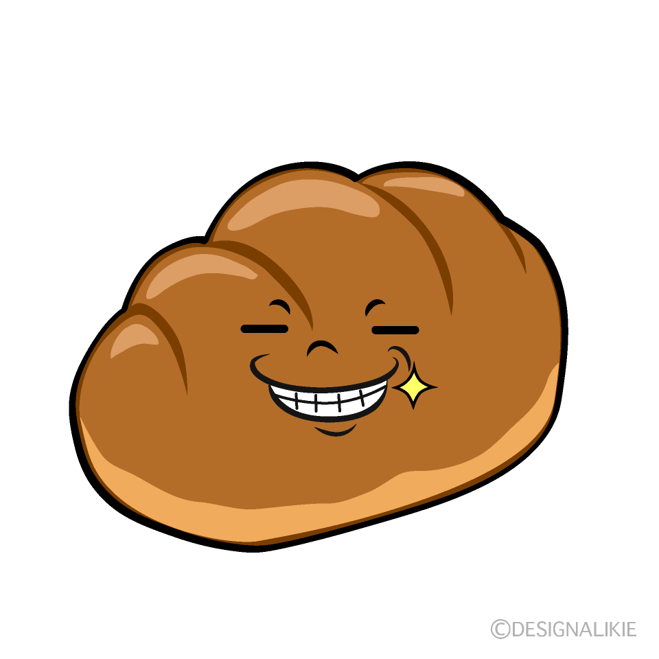 かわいいニヤリのロールパンイラスト