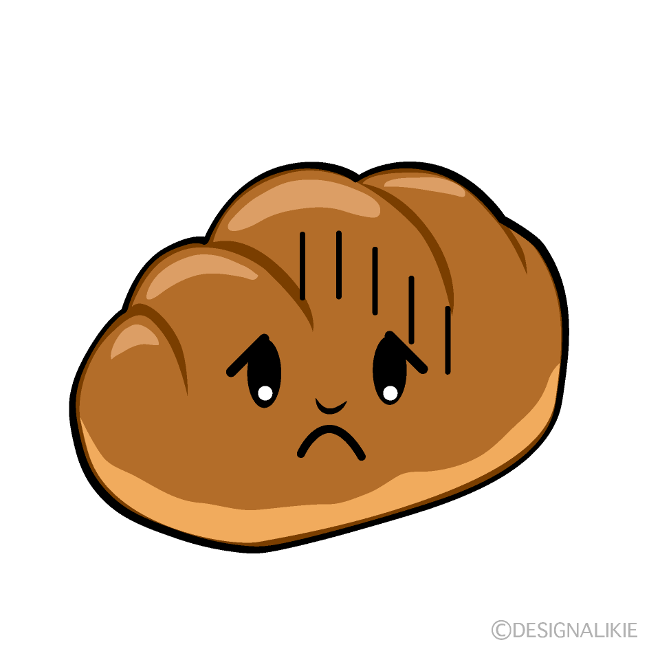かわいい落ち込むロールパンイラスト