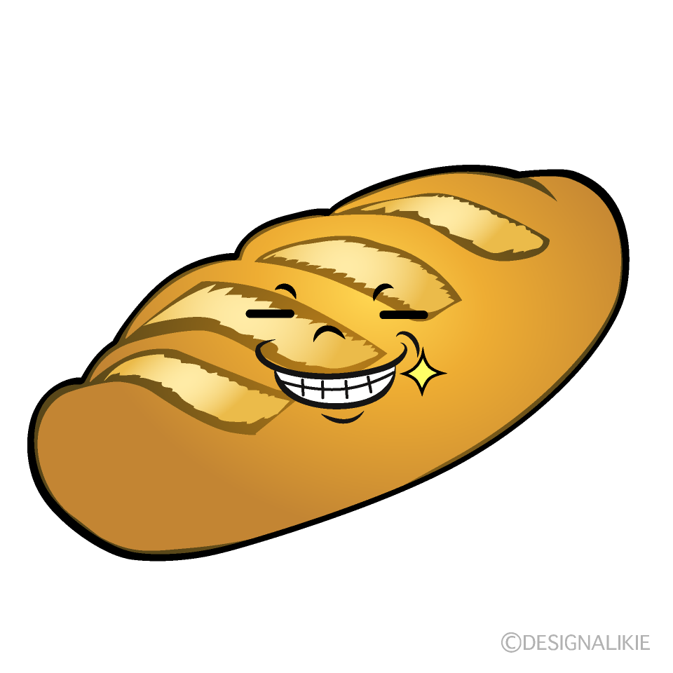 かわいいニヤリのフランスパンイラスト