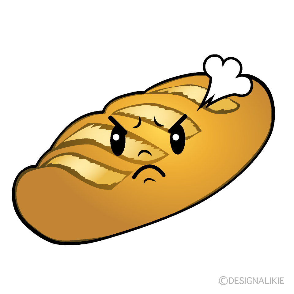 かわいい怒るフランスパンイラスト