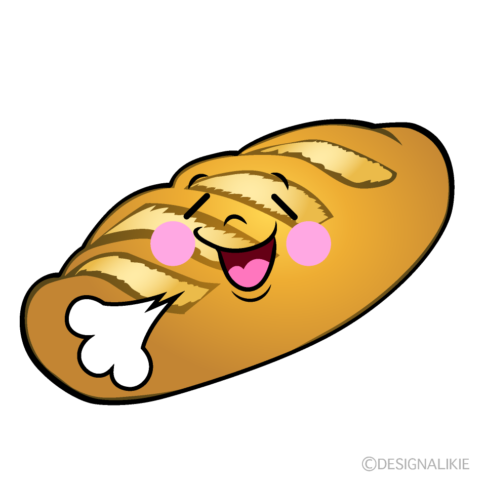 かわいいリラックスするフランスパンイラスト