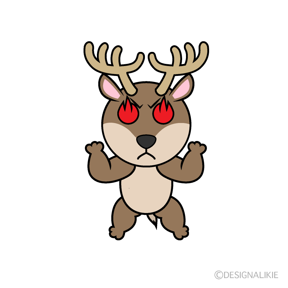 かわいい燃えるトナカイイラスト