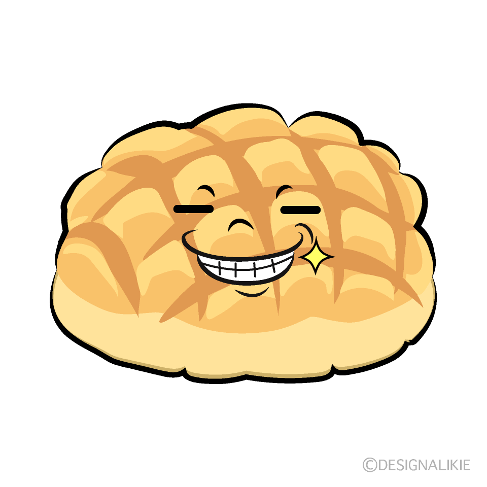 かわいいニヤリのメロンパンイラスト