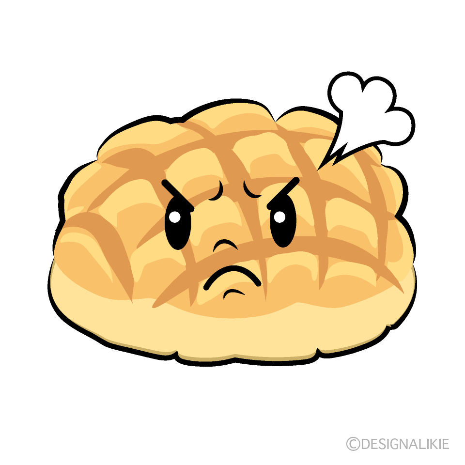 かわいい怒るメロンパンイラスト