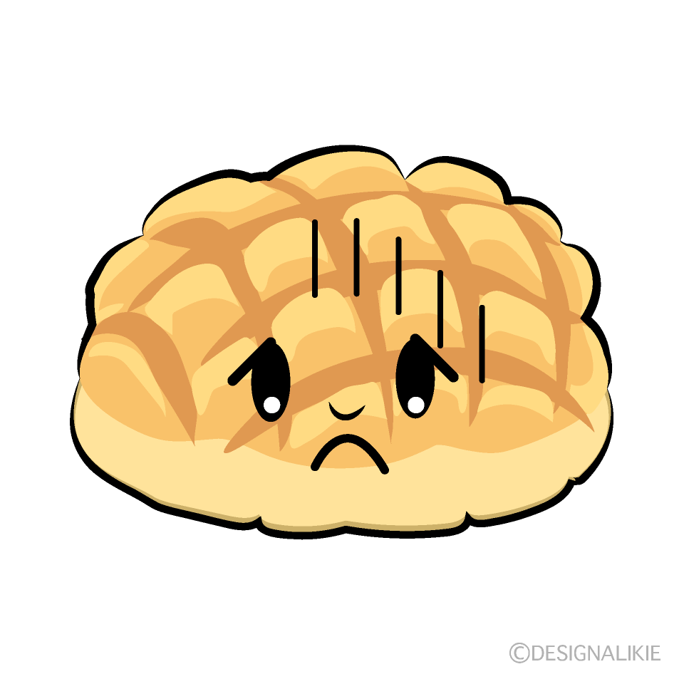 かわいい落ち込むメロンパンイラスト