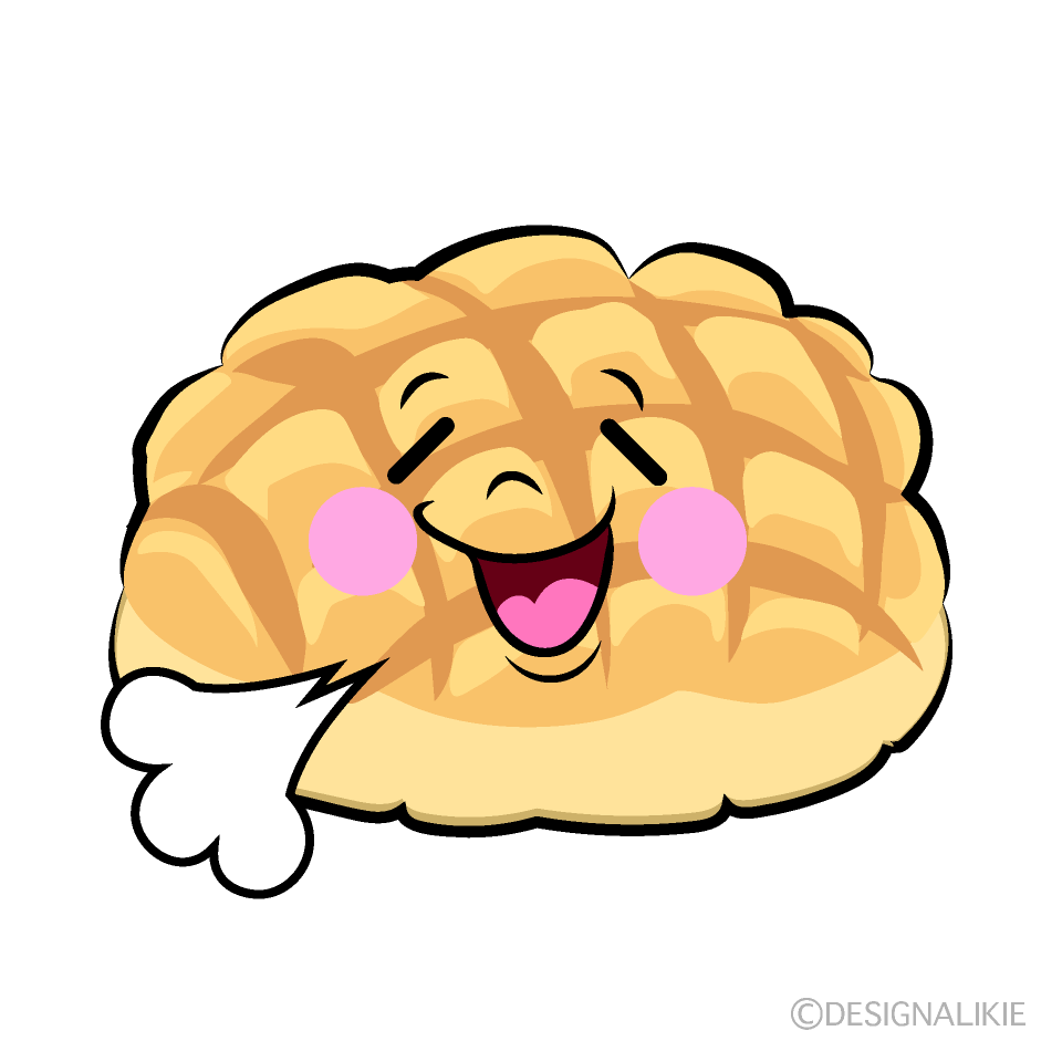 かわいいリラックスするメロンパンイラスト