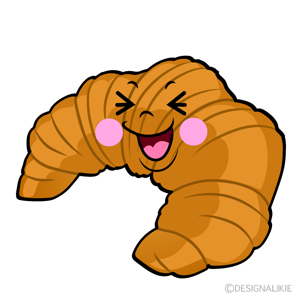かわいい笑うクロワッサンイラスト