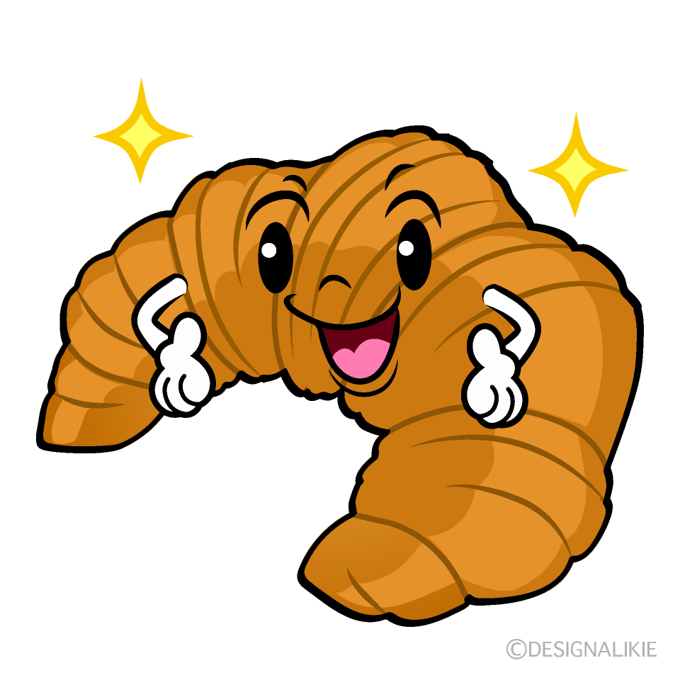 かわいい煌くクロワッサンイラスト