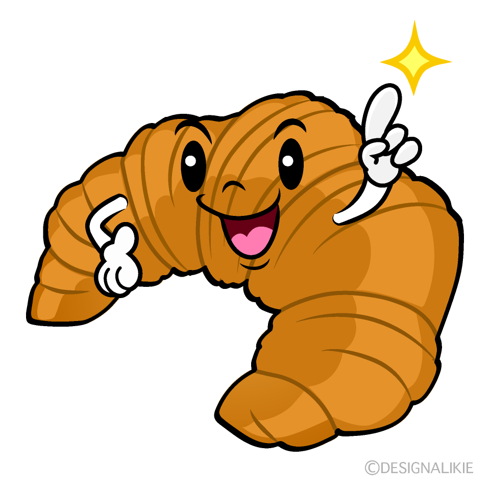 かわいい指差しクロワッサンイラスト