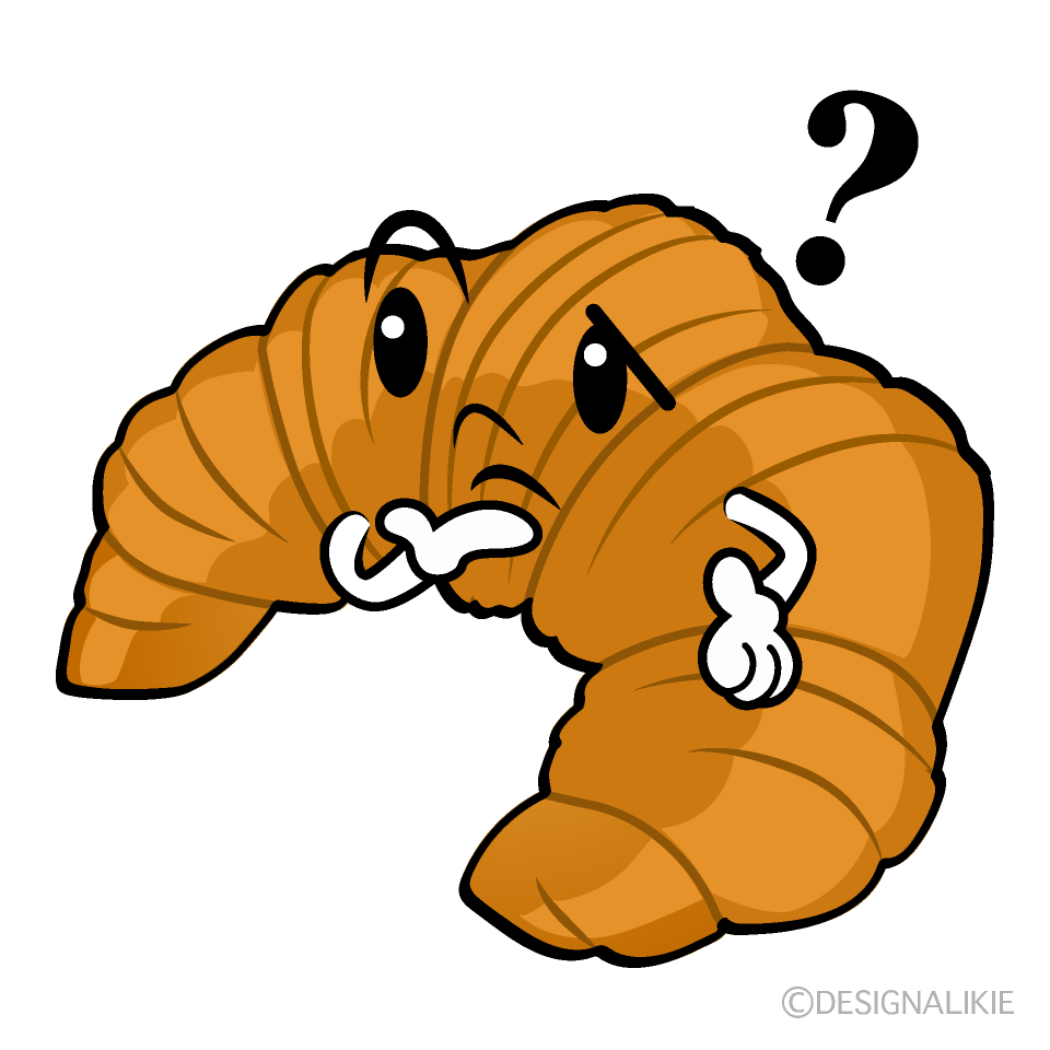 かわいい考えるクロワッサンイラスト