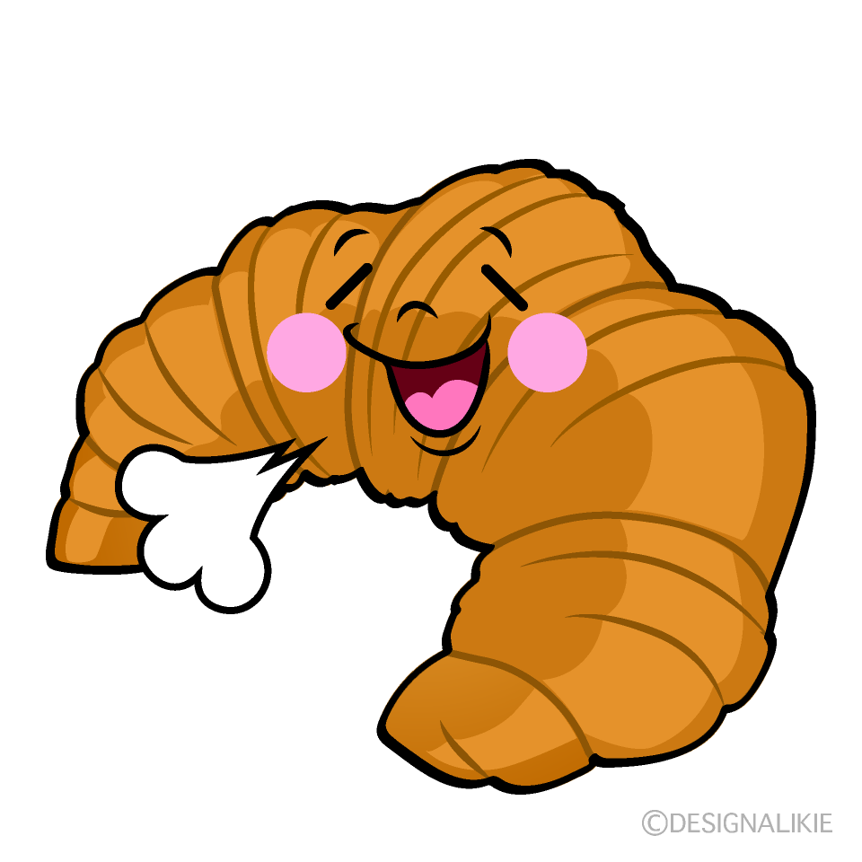 かわいいリラックスするクロワッサンイラスト