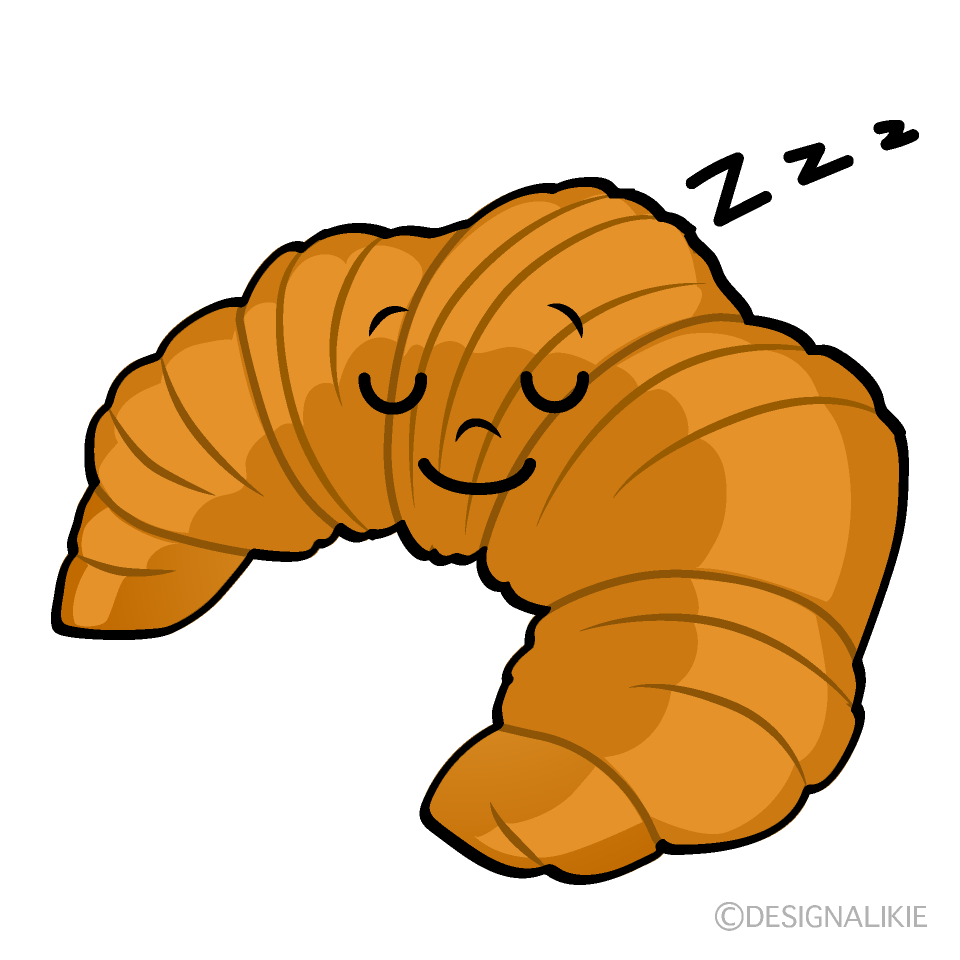 かわいい寝るクロワッサンイラスト