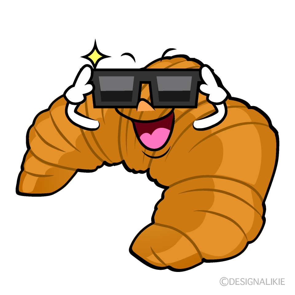 かわいいサングラスのクロワッサンイラスト