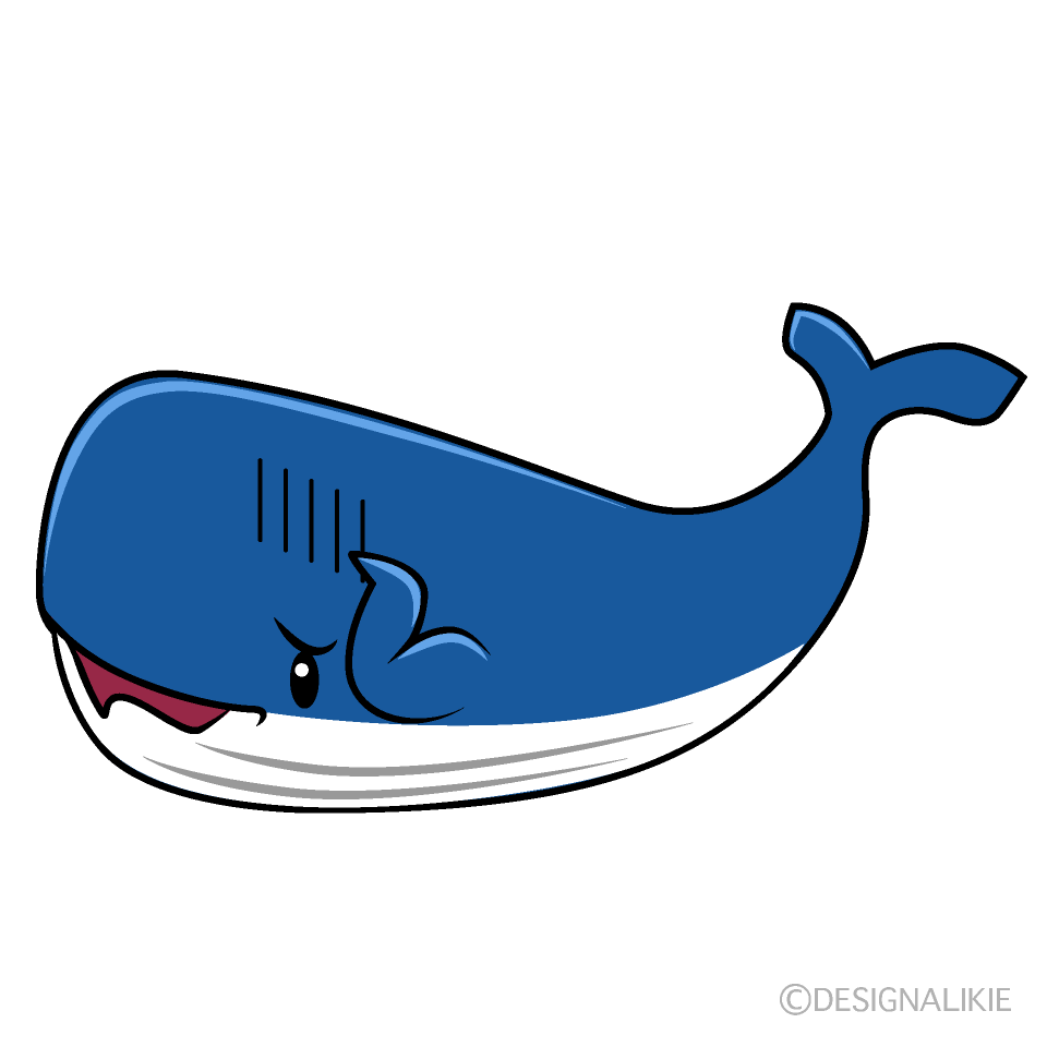 かわいい笑顔の青クジライラスト