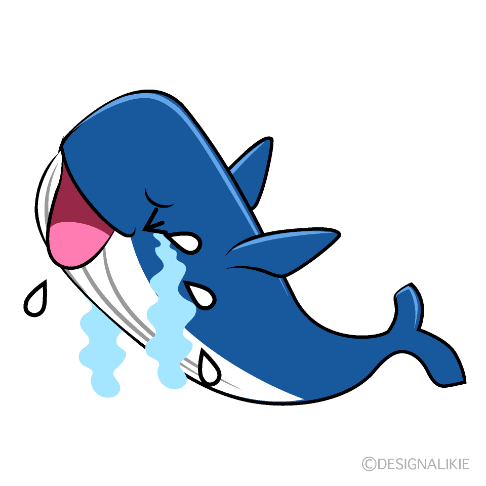 かわいい指差し青クジライラスト