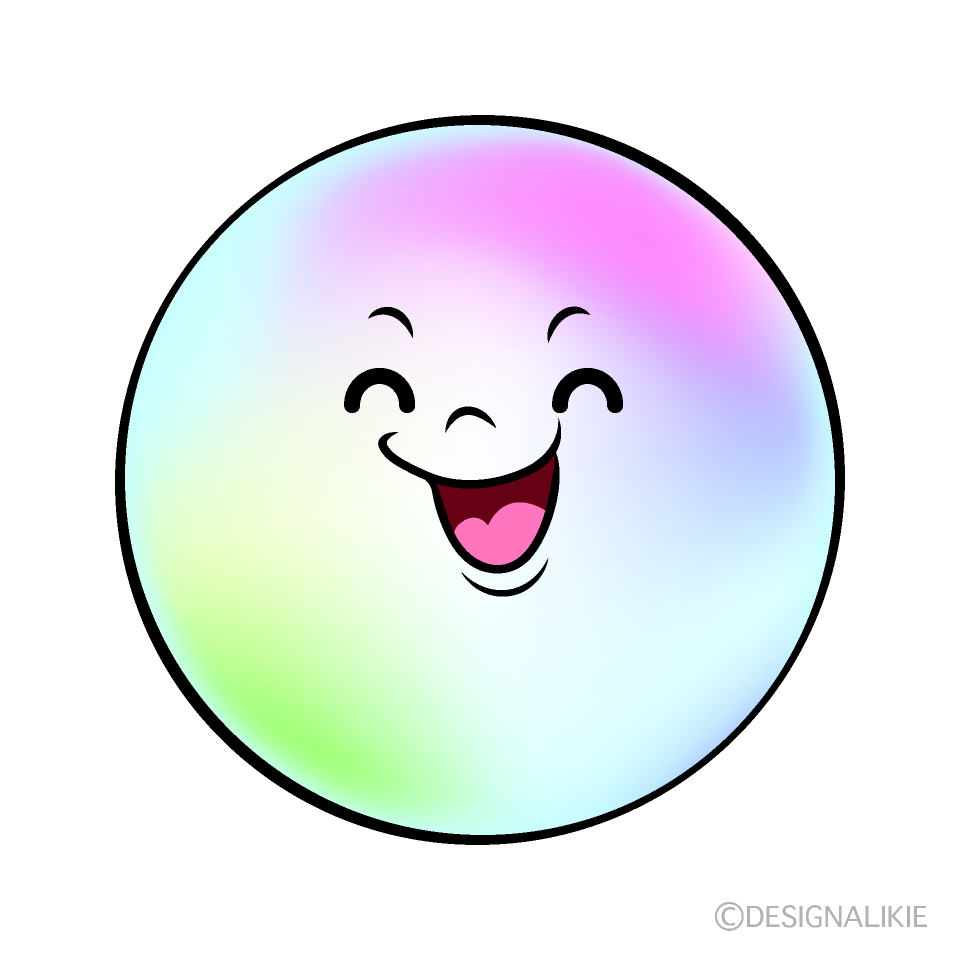 かわいい笑顔のシャボン玉イラスト