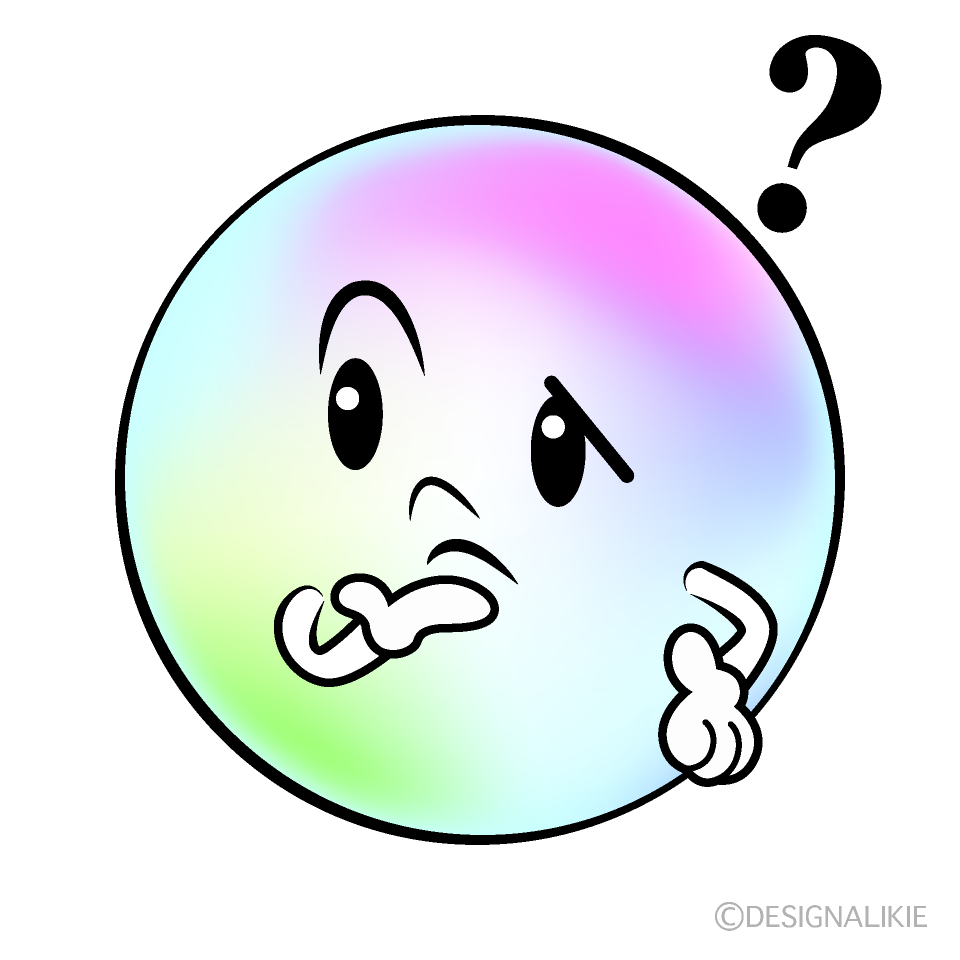かわいい考えるシャボン玉イラスト