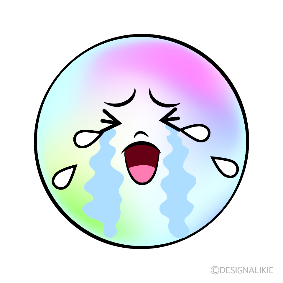 かわいい泣くシャボン玉イラスト