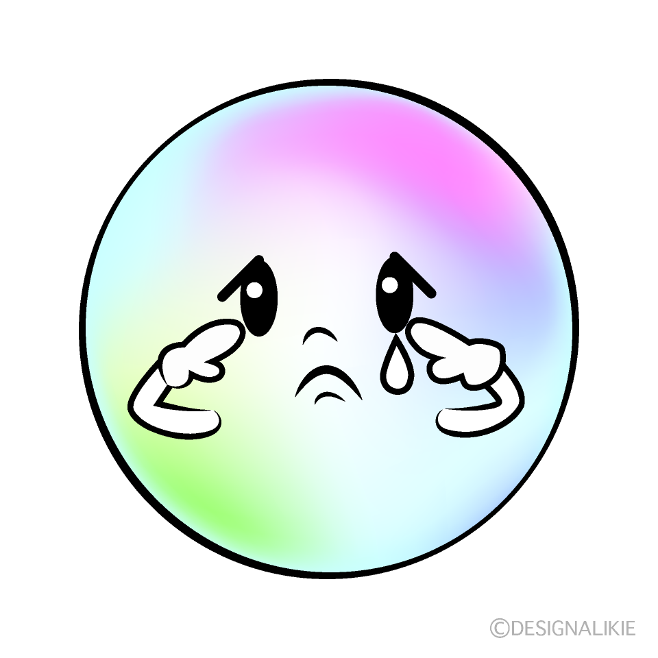 かわいい悲しいシャボン玉イラスト