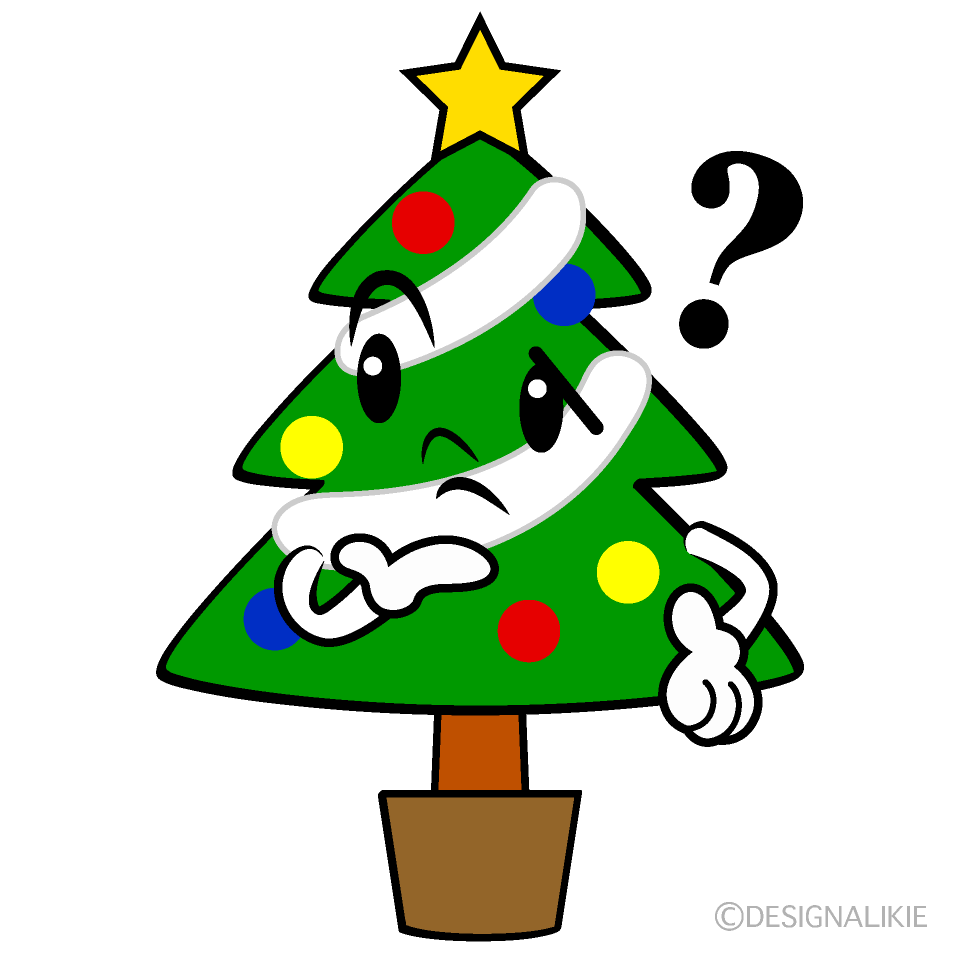 かわいい考えるクリスマスツリーイラスト