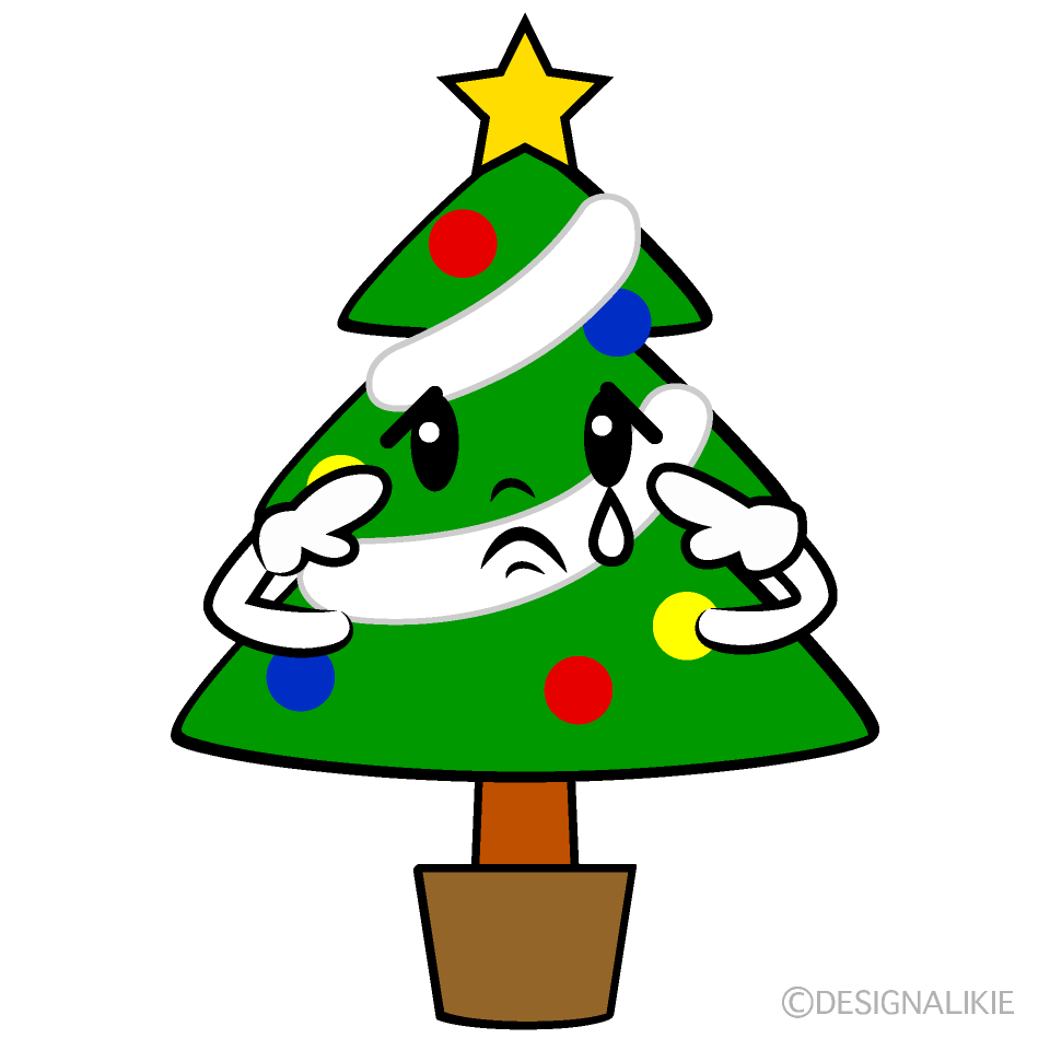 かわいい悲しいクリスマスツリーイラスト
