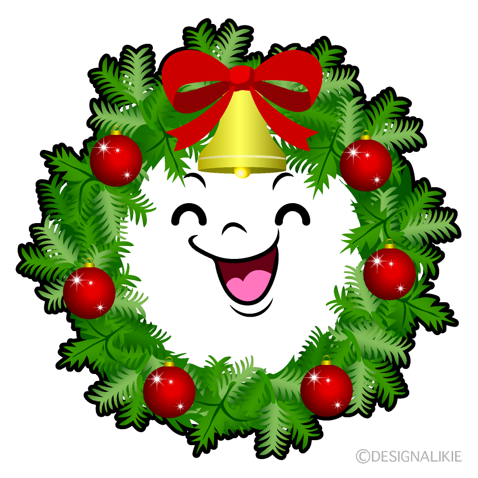 かわいい笑顔のクリスマスリースイラスト