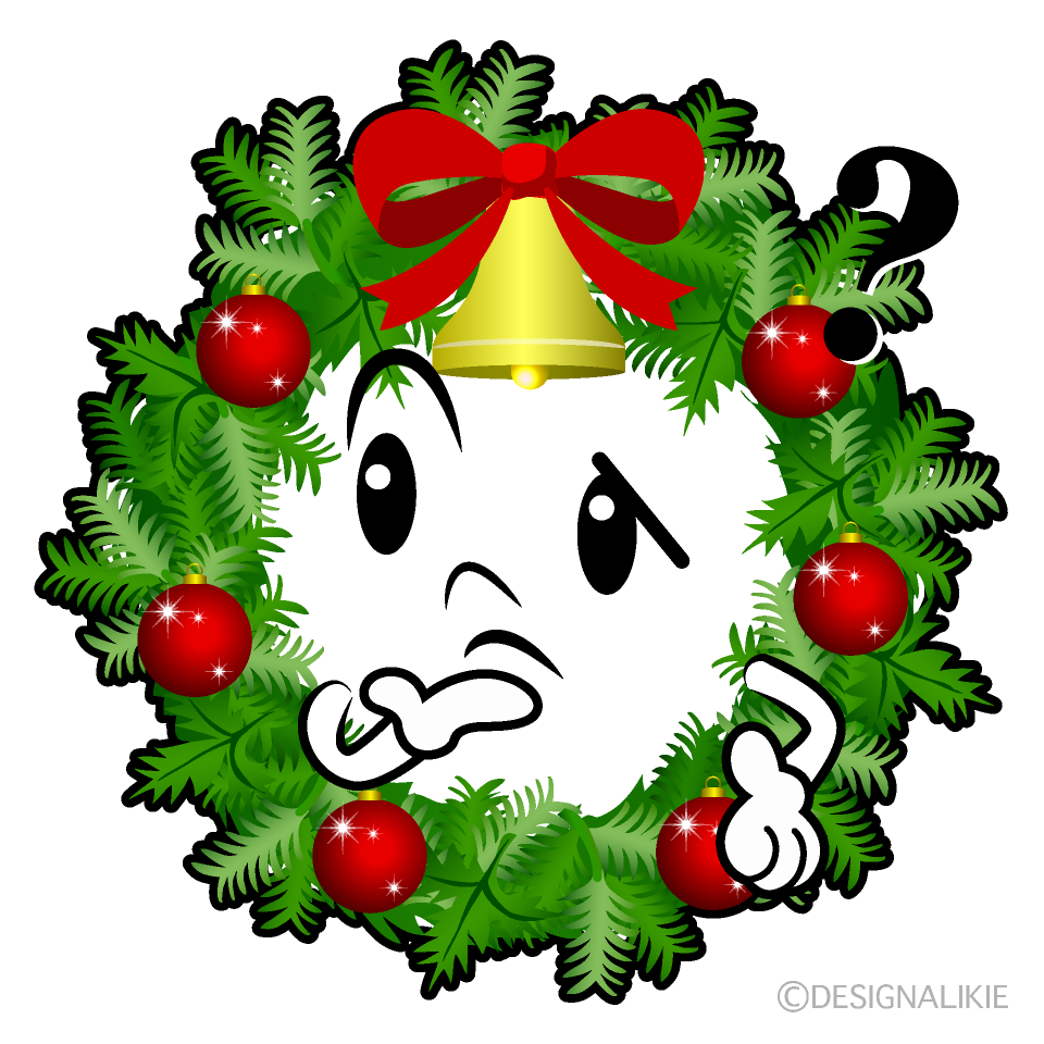 かわいい考えるクリスマスリースイラスト