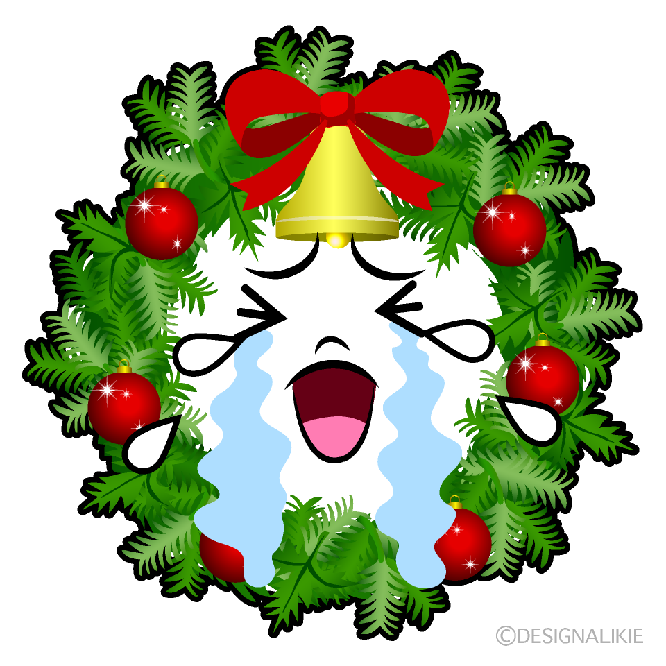 かわいい泣くクリスマスリースイラスト