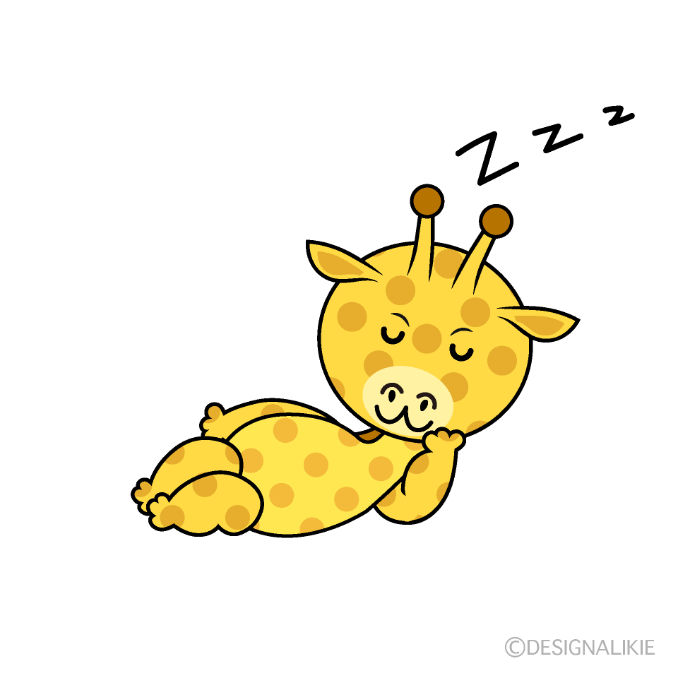 かわいい寝るキリンイラスト