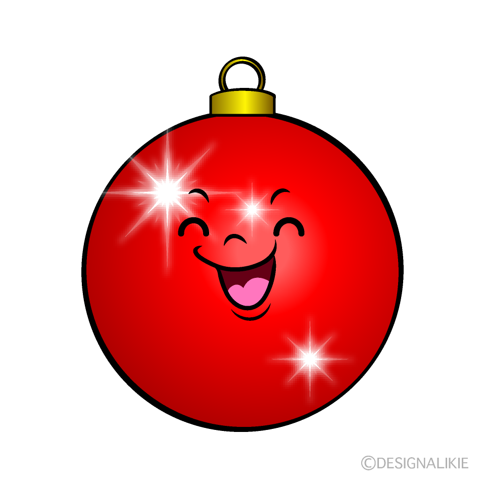 かわいい笑顔のクリスマスオーナメントイラスト