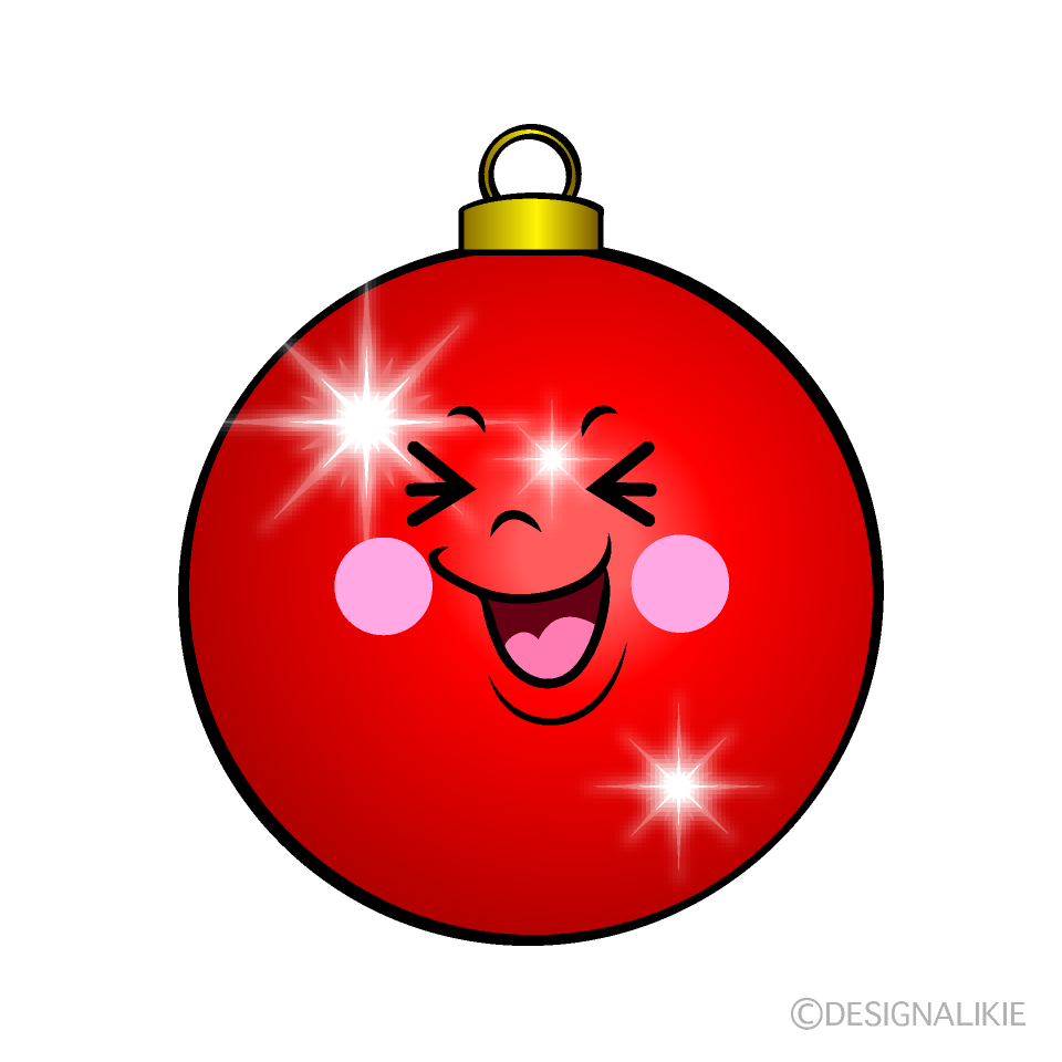 かわいい笑うクリスマスオーナメントイラスト