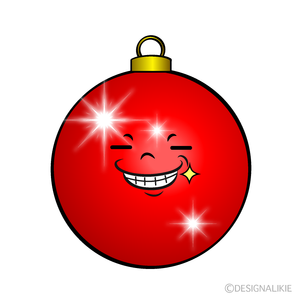 かわいいニヤリのクリスマスオーナメントイラスト