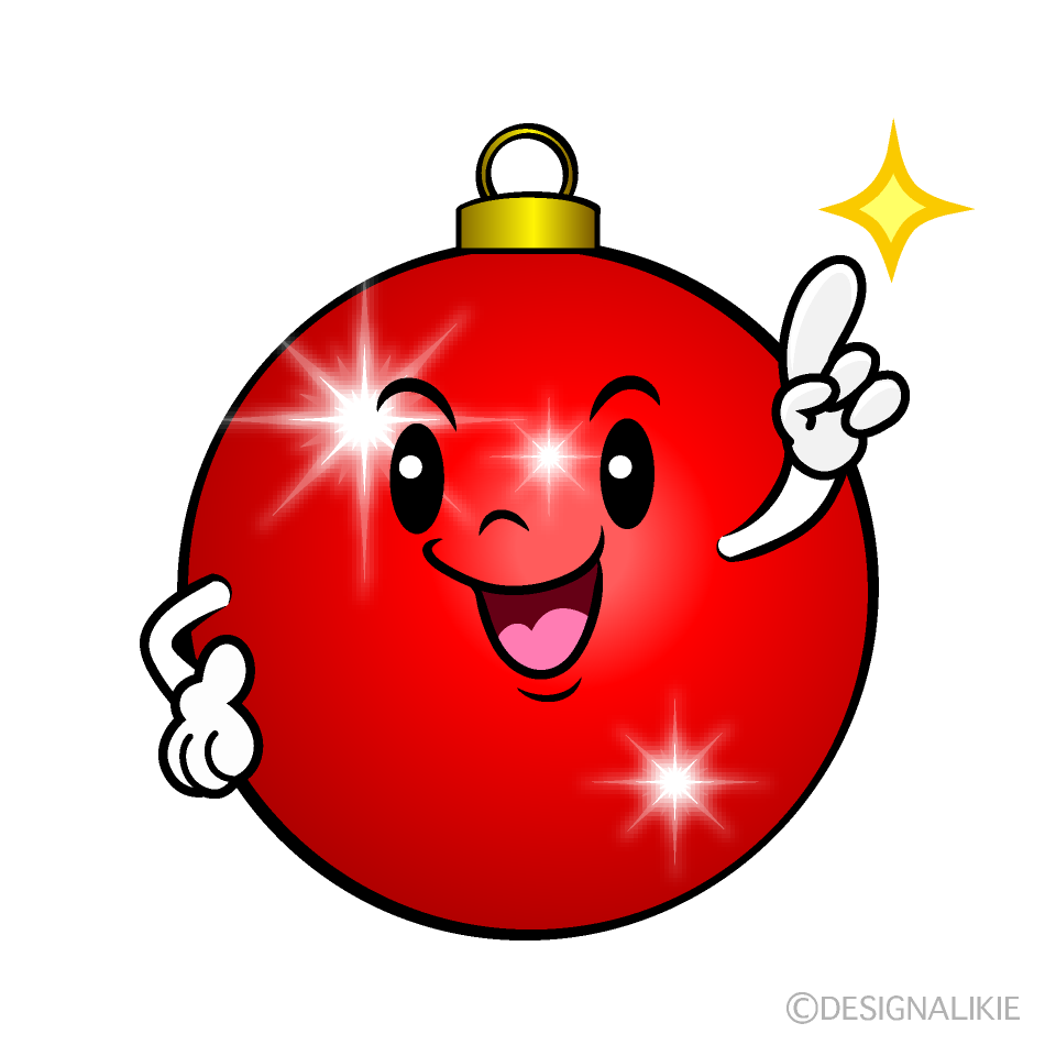 かわいい指差しクリスマスオーナメントイラスト