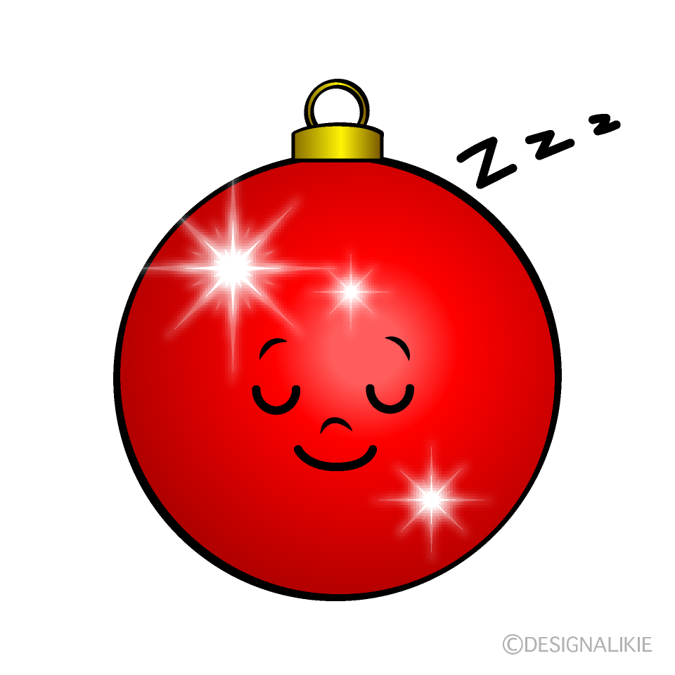 かわいい寝るクリスマスオーナメントイラスト