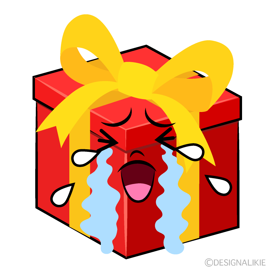 かわいい泣くプレゼント箱イラスト