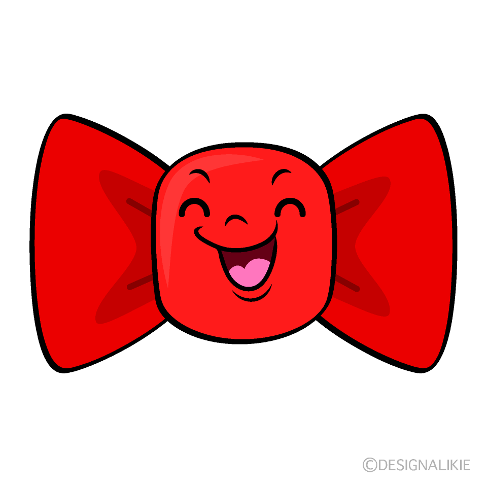 かわいい笑顔の赤リボンイラスト