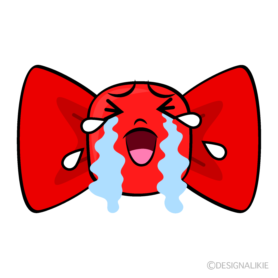 かわいい泣く赤リボンイラスト
