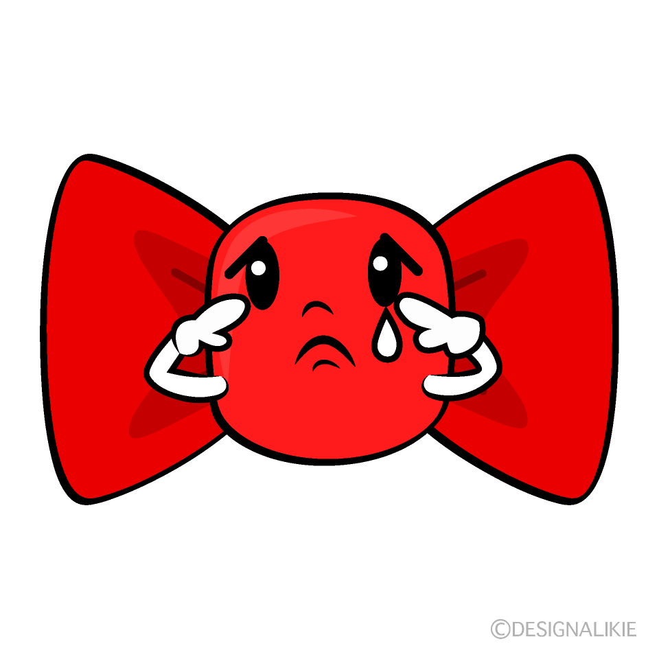 かわいい悲しい赤リボンイラスト