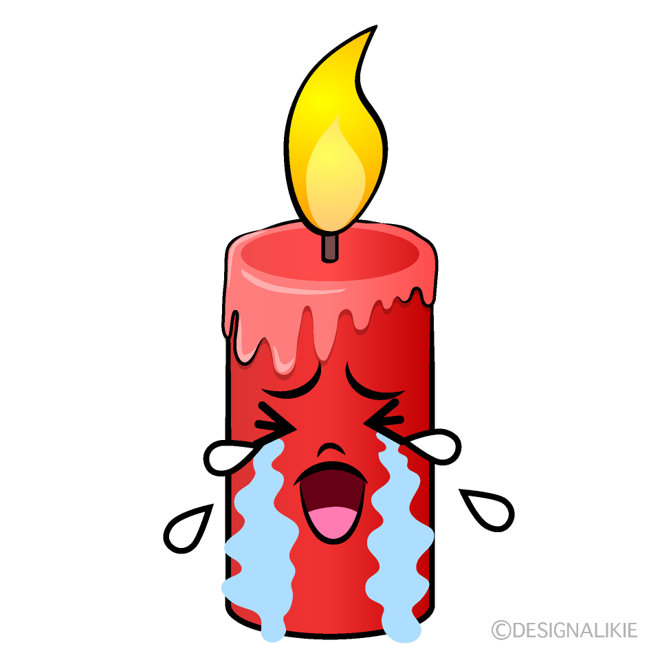 かわいい泣く赤いロウソクイラスト