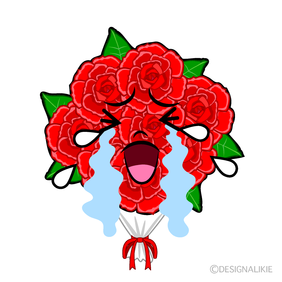 かわいい泣くバラ花束イラスト
