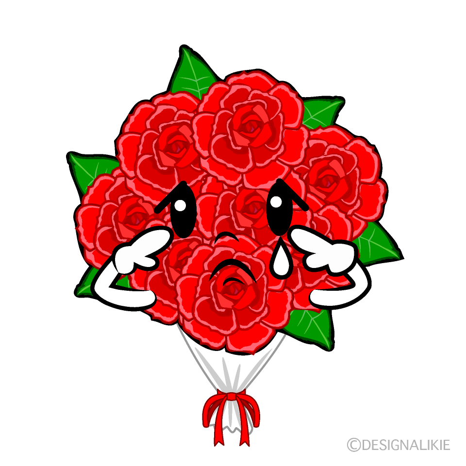 かわいい悲しいバラ花束イラスト