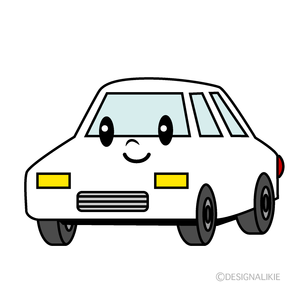 かわいい白い車イラスト