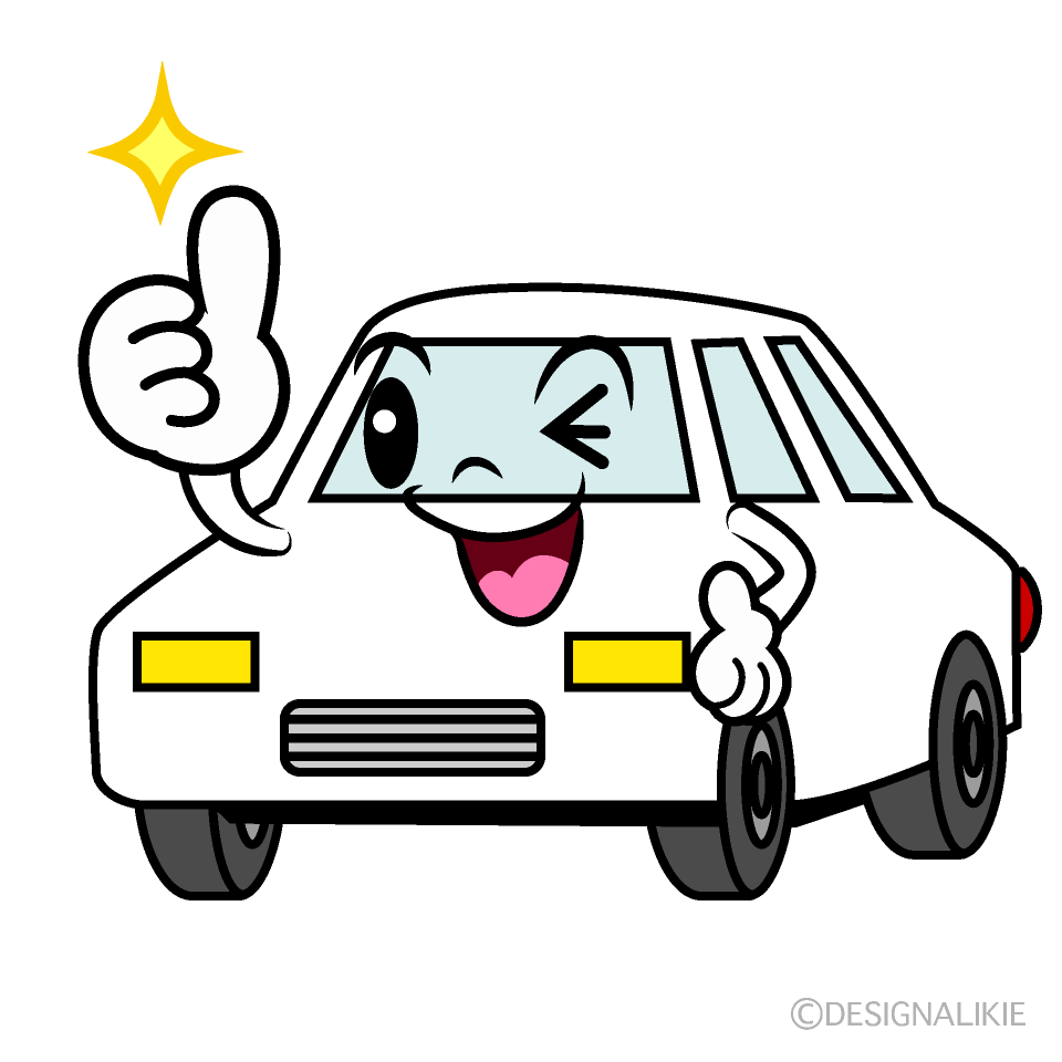 かわいいいいね！の白い車イラスト