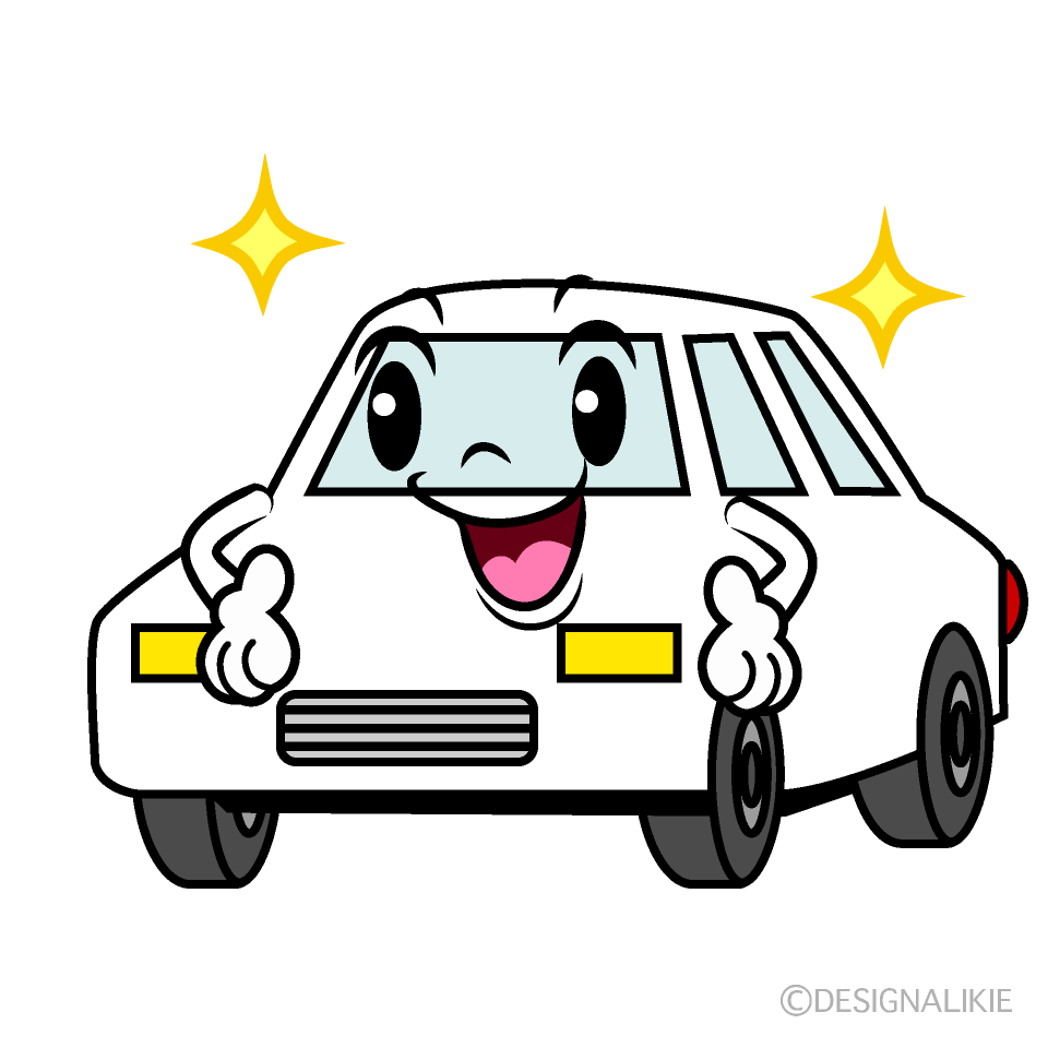 かわいい煌く白い車イラスト